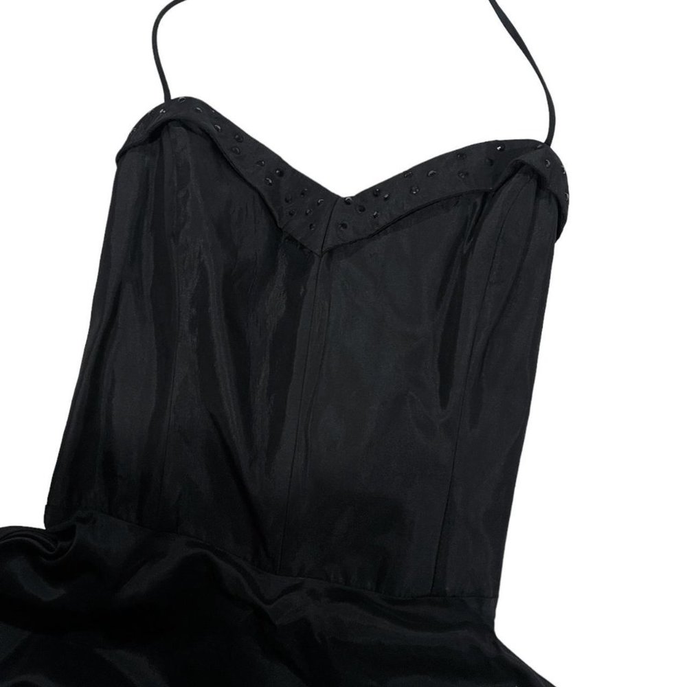 Vintage Betsey Johnson Black Midi Halter Apron Dress NWT - Picture 2 of 4